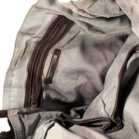 ELLIOTT LUCCA Brown Woven Leather Bucket Hobo Purse Shoulder Bag Buckle Pockets - Picture 11 of 13